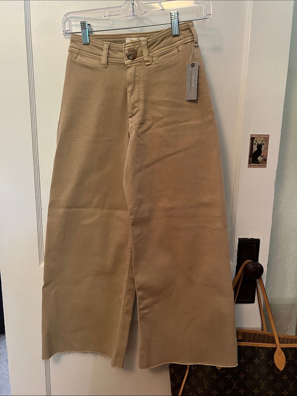 Maeve by Anthropologie Beige/Tan wide leg jeans